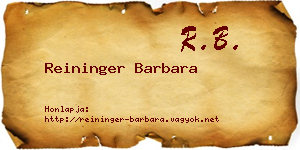 Reininger Barbara névjegykártya